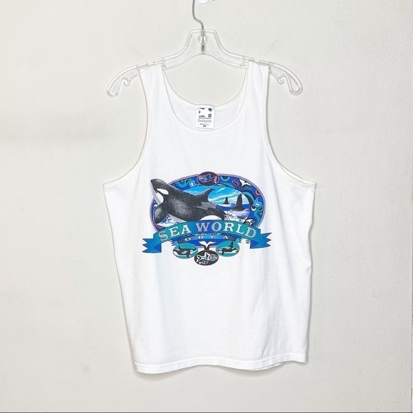 Vintage Sea World Orca White Tank Top - Picture 1 of 4